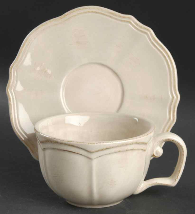 St. Remy Bleached Sand Flat Cup & Saucer Set by Daniel Cremieux-1