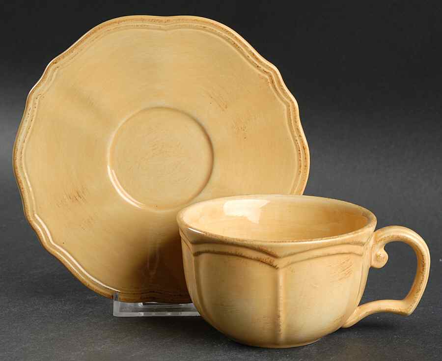 St. Remy Golden Apricot Flat Cup & Saucer Set by Daniel Cremieux-1