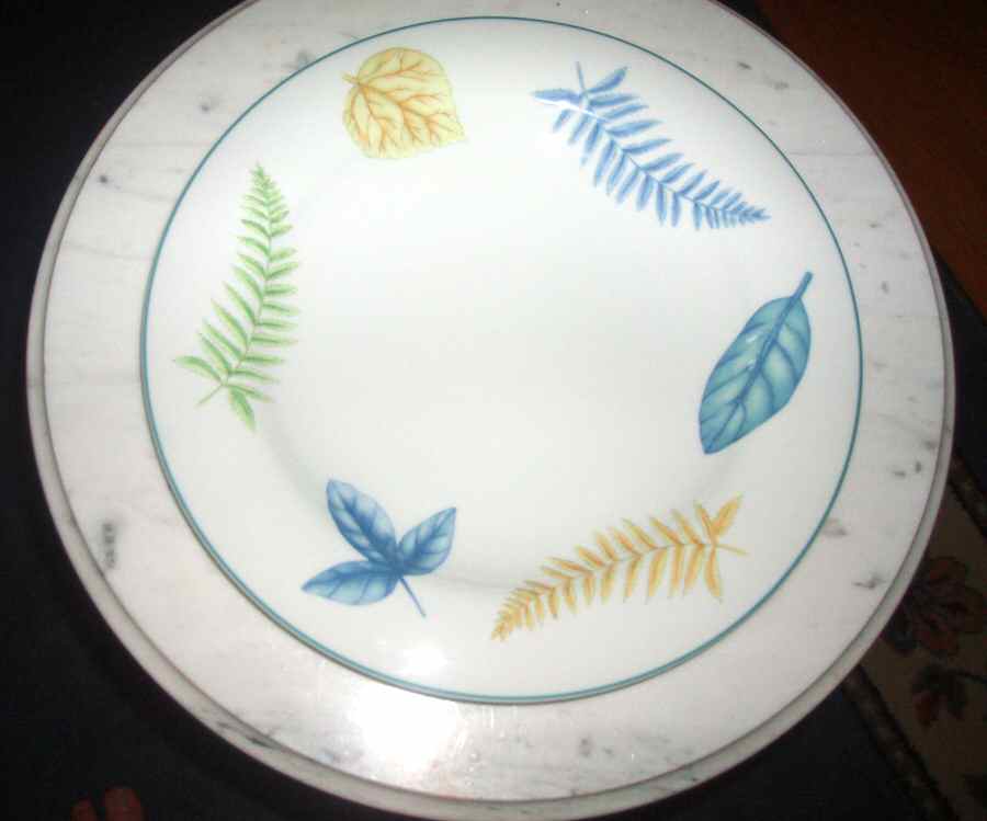 Foliage & Flowers (Marbled Rim) Dinner Plate by Doulton & Co-1