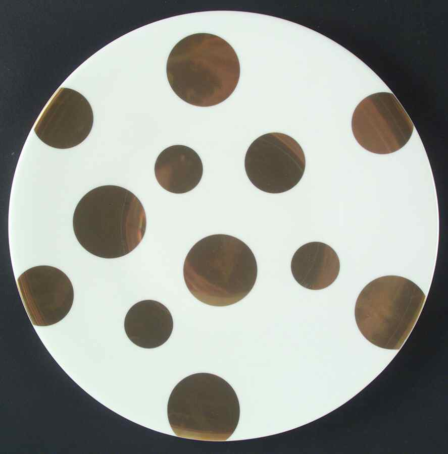 Gold Dots 14" Chop Plate (Round Platter) by Philippe Deshoulieres-1