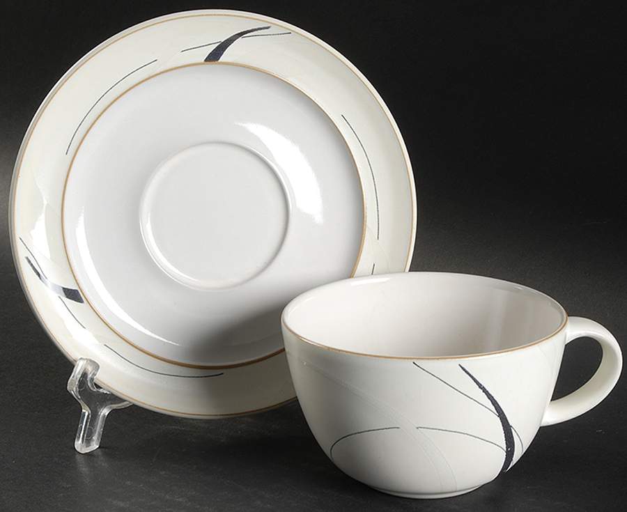 Oyster Strands Flat Cup & Saucer Set by Denby-Langley-1