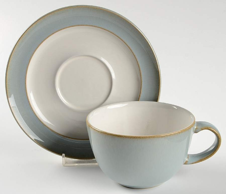 Mist Flat Cup & Saucer Set by Denby-Langley-1