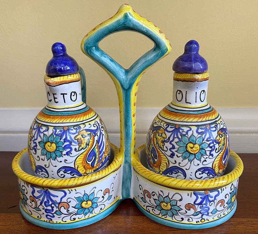 DER49 Tray for Vinegar and Oil Tray Set by Deruta (Italy)-1