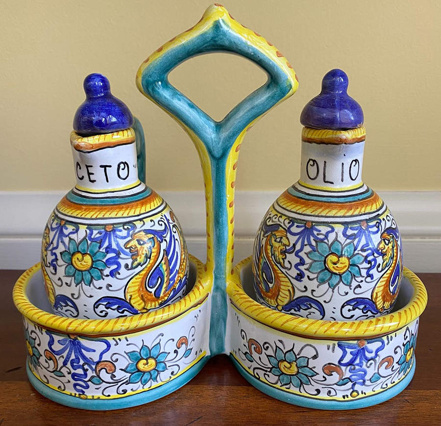 DER49 Vinegar Cruet and Stopper by Deruta (Italy)-1