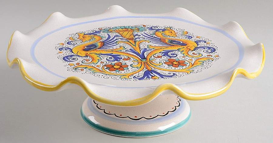 DER49 10" Diameter Pedestal Cake Stand by Deruta (Italy)-1
