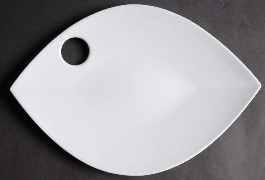Epicure Pierced Oval Dinner Plate (Opening for Sauce Dip) by Philippe Deshoulieres-1
