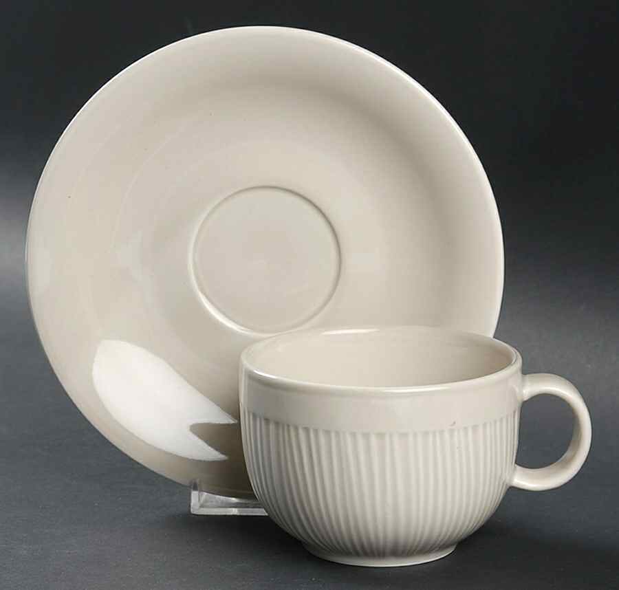 Edesia Dove Grey Flat Cup & Saucer Set by Dansk-1