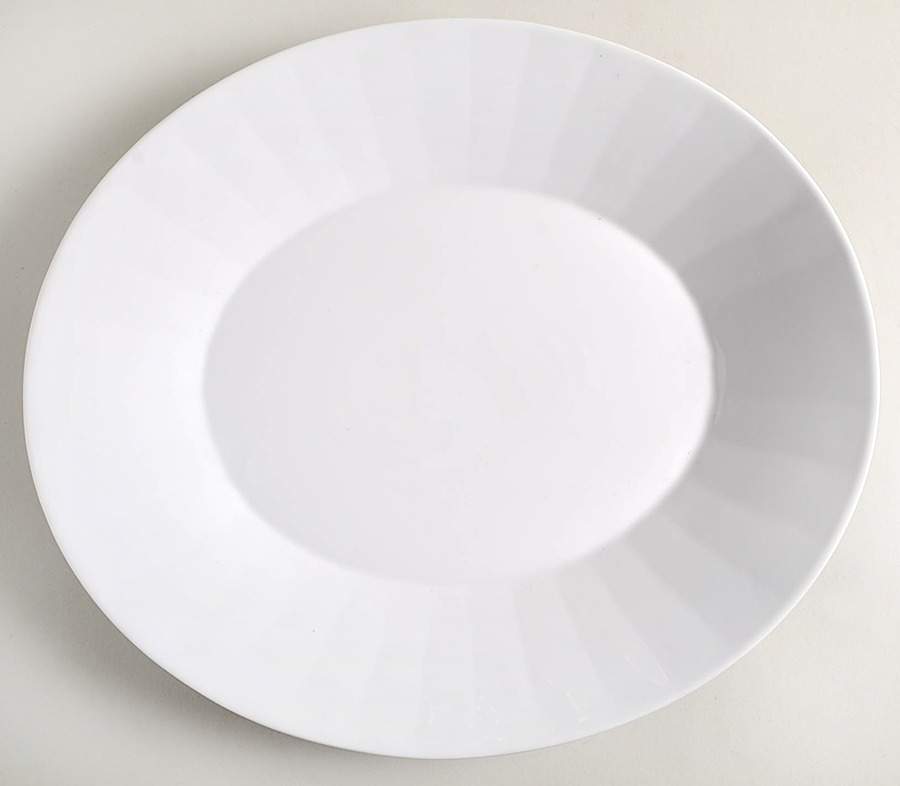 Metria White 14" Oval Serving Platter by Dansk-1