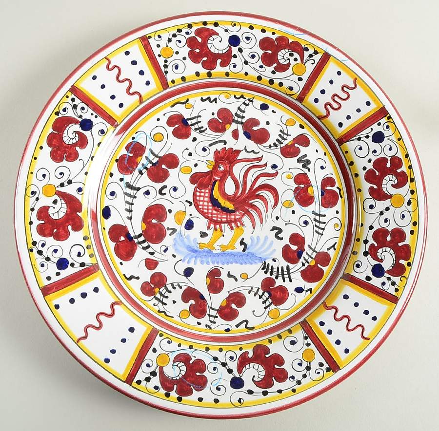 Rooster Red Dinner Plate by Deruta (Italy)-1