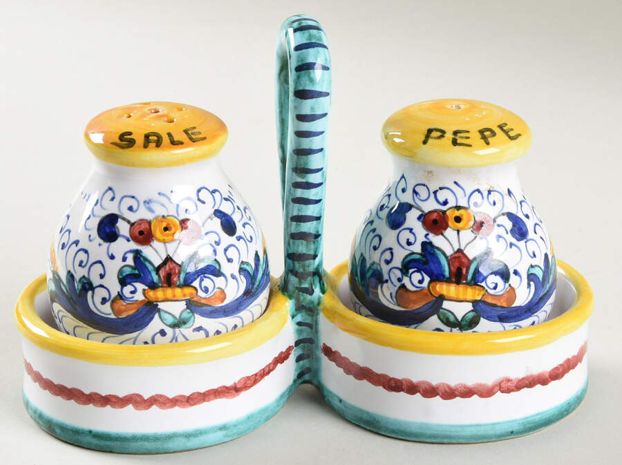 Ricco Deruta (3 Pc) Salt & Pepper Tray Set by Deruta (Italy)-1