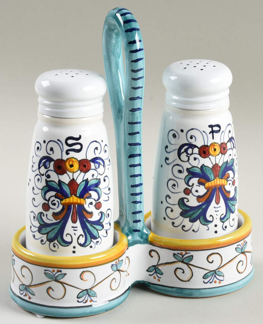 Ricco Deruta (3 Pc) Salt & Pepper Tray Set by Deruta (Italy)-1