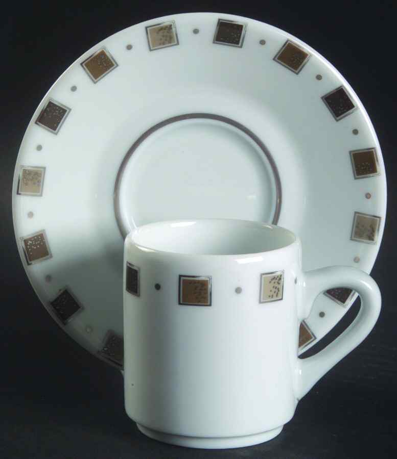 Caviar (Restaurant) Flat Demitasse Cup & Saucer Set by Philippe Deshoulieres-1