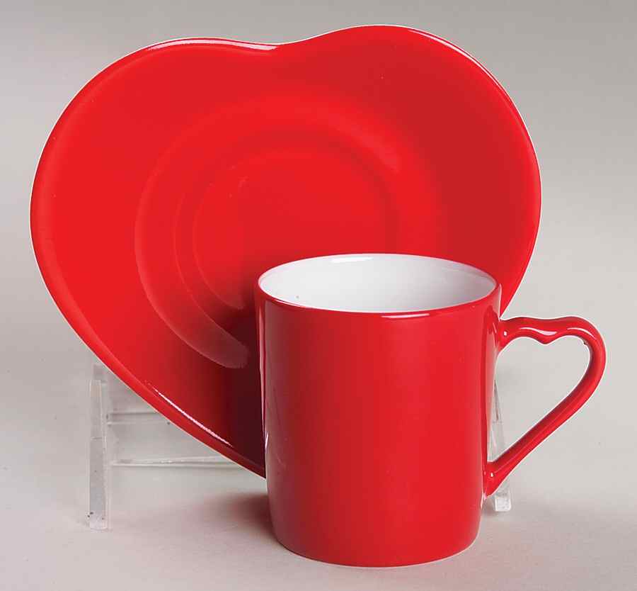 Coeurs Flat Demitasse Cup & Saucer Set by Philippe Deshoulieres-1