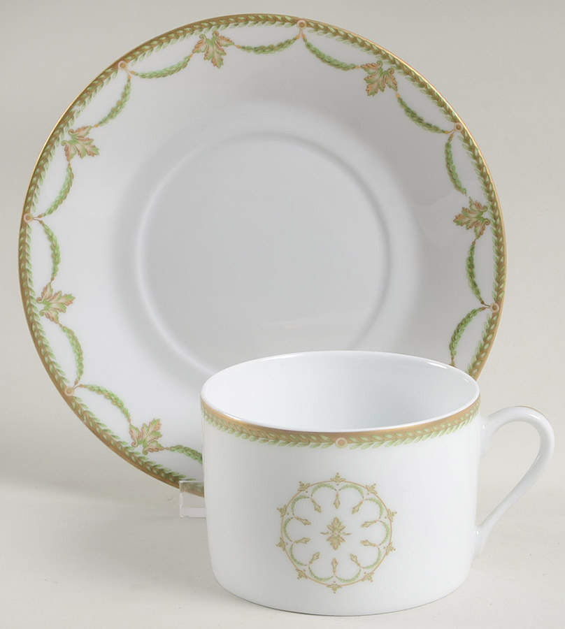 Sully Green Flat Cup & Saucer Set by Philippe Deshoulieres-1