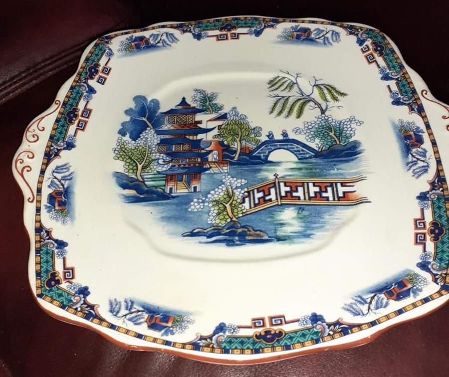 Pagoda Handled Cake Plate by Davison & Son-1
