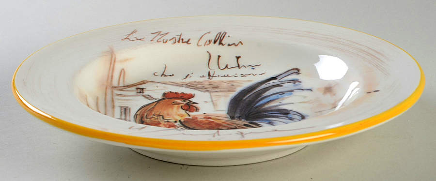 Rooster Script 9" Soup/Pasta Bowl by Deruta (Italy)-1