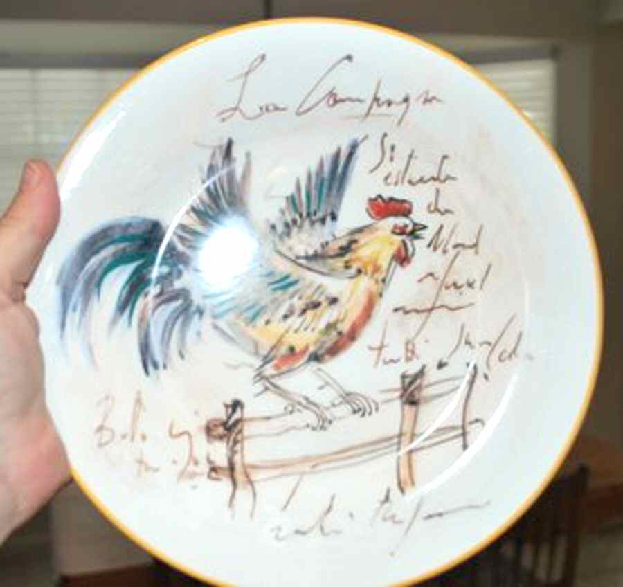 Rooster Script Salad Plate by Deruta (Italy)-1