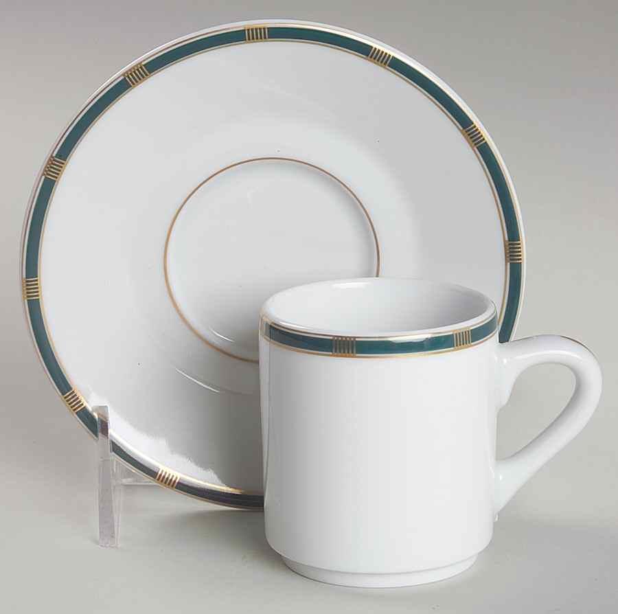 Zenith Green Flat Demitasse Cup & Saucer Set by Philippe Deshoulieres-1
