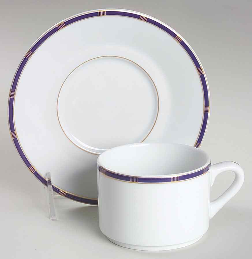 Zenith Blue Flat Cup & Saucer Set by Philippe Deshoulieres-1