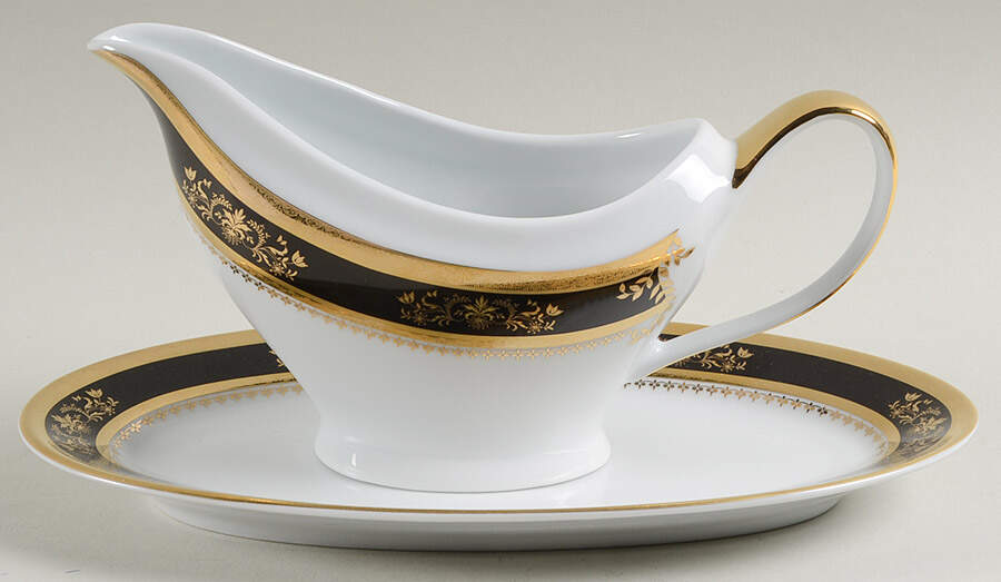 Orsay Black Gravy Boat & Underplate/Relish by Philippe Deshoulieres-1