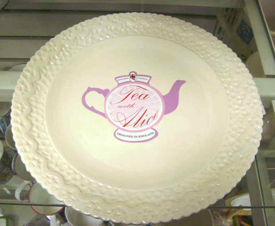 Tea with Alice Cream Dinner Plate by David's Castle-1