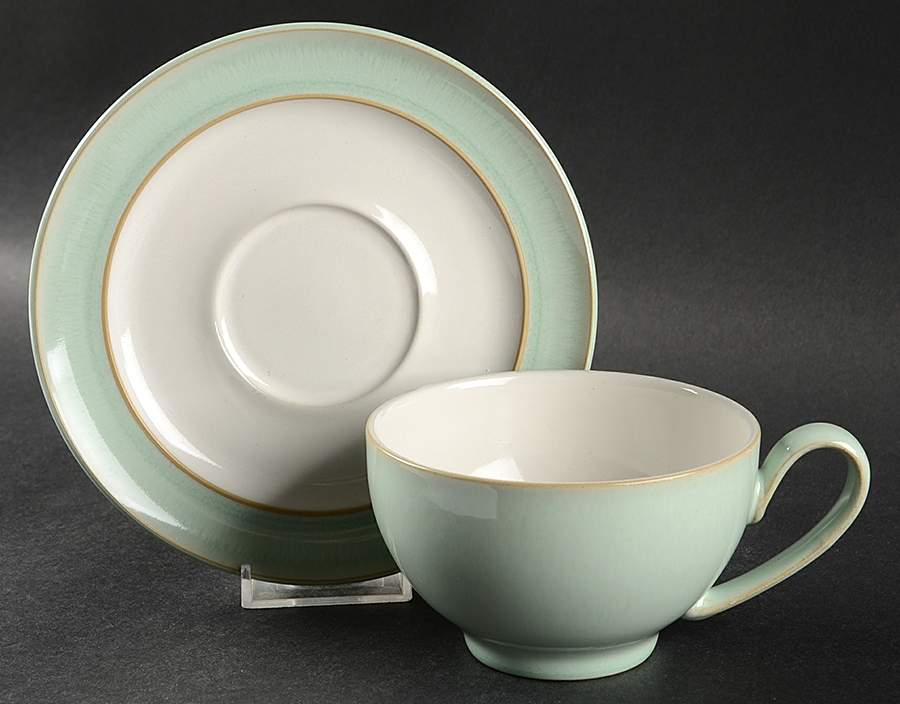 Pure Green Flat Cup & Saucer Set by Denby-Langley-1