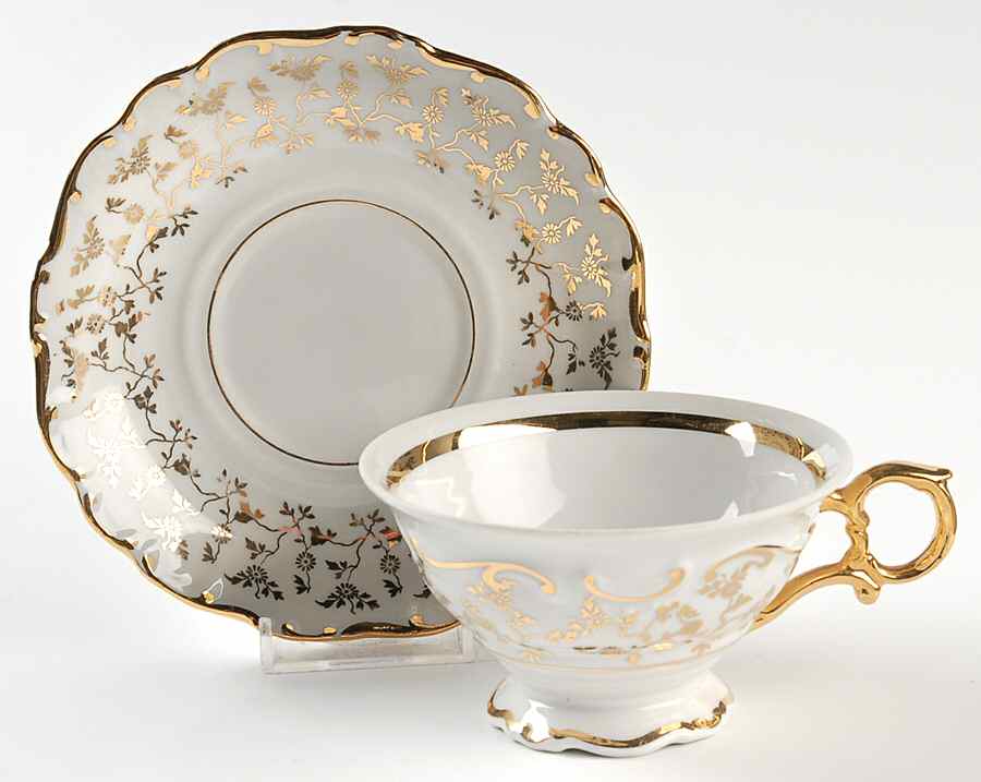 DRE104 Footed Cup & Saucer Set by Dresden (German)-1