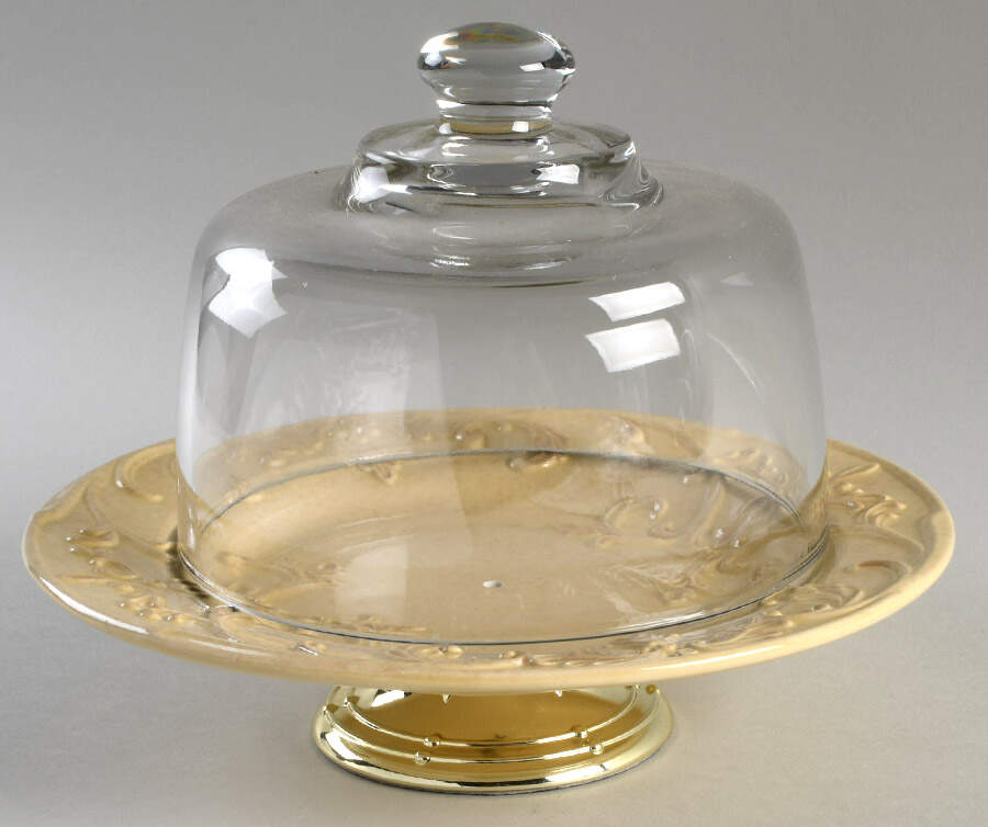 Provence 6 1/2"-7 1/2" Footed Cheese Plate w/ Glass Dome HC by Daniel Cremieux-1