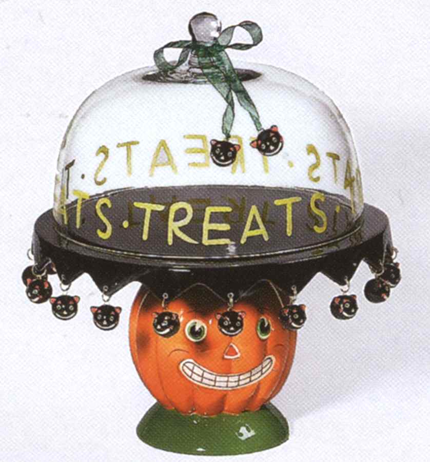 Halloween Footed Cake Plate & Cover by Department 56-1