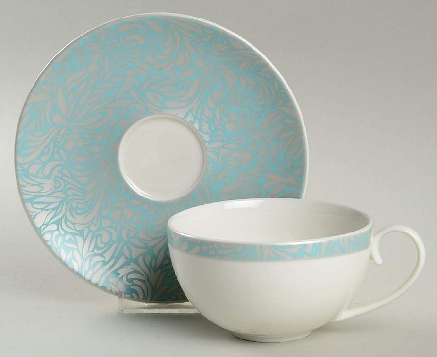 Lucille Teal Flat Cup & Saucer Set by Denby-Langley-1