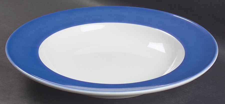 Solid Color Conflower Blue Large Rim Soup Bowl by B T Dibbern-1