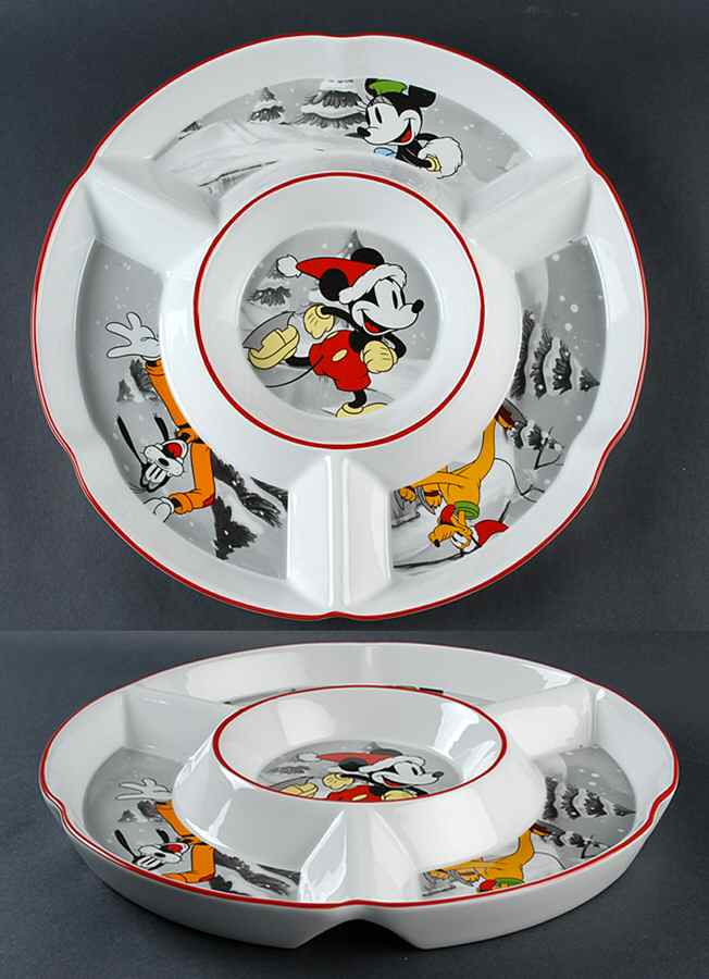 Mickey's Vintage Holiday 1 Pc Chip & Dip with 4 Sections by Zrike-1
