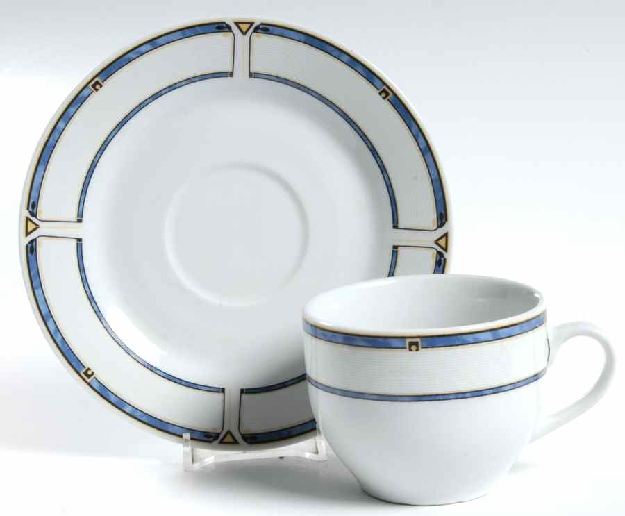 Vienna Blue Flat Cup & Saucer Set by Domestic-1