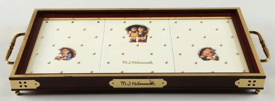 Hummel Collection Rectangular Wood Tray with Tile Insert by Danbury Mint-1