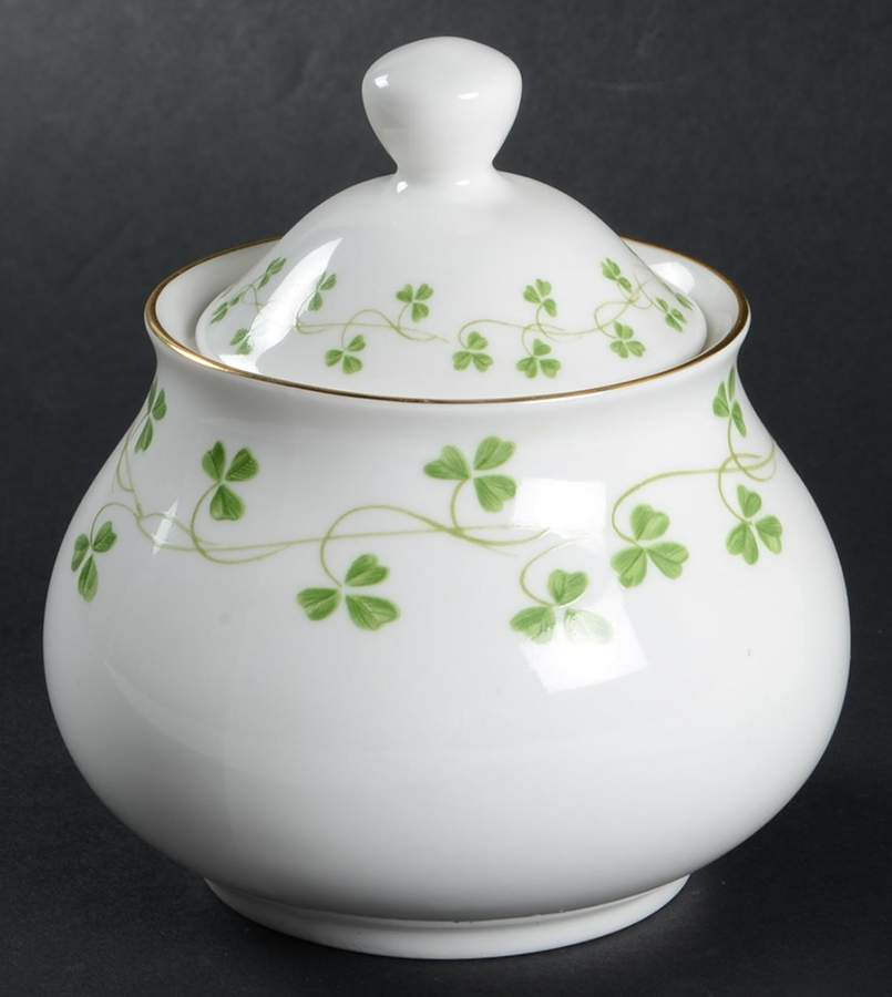 Shamrock (Not Embossed) Sugar Bowl & Lid by Donegal Parian-1