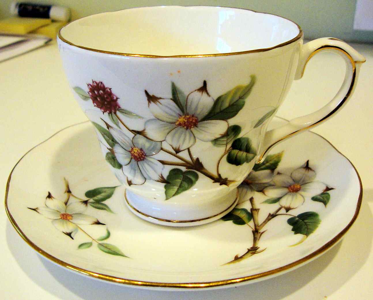 Dogwood Footed Cup & Saucer Set by Duchess-1