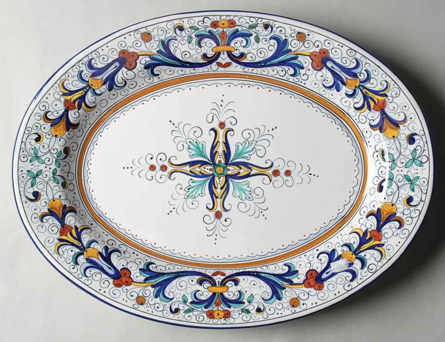 Ricco Deruta Blue 16" Oval Serving Platter by Deruta (Italy)-1