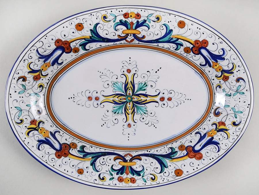 Ricco Deruta Blue 11" Oval Serving Platter by Deruta (Italy)-1