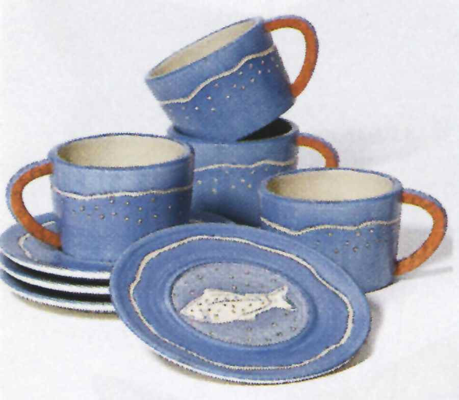 Blue Fin Bay Flat Cup & Saucer Set by Department 56-1
