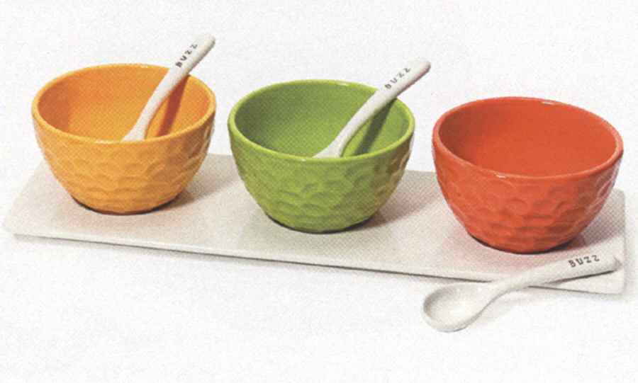 Garden Buzz (7 Pc) Condiment Set(3 Mtf Bowls,3 Mtf Spoons&Tray by Department 56-1