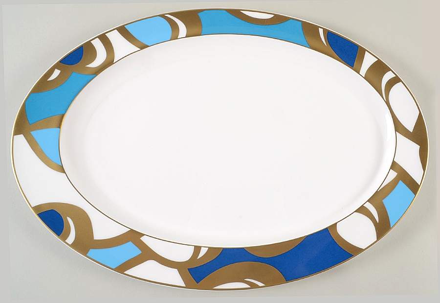 Interlude Dancing Loops 17" Oval Serving Platter by Diane Von Furstenberg-1