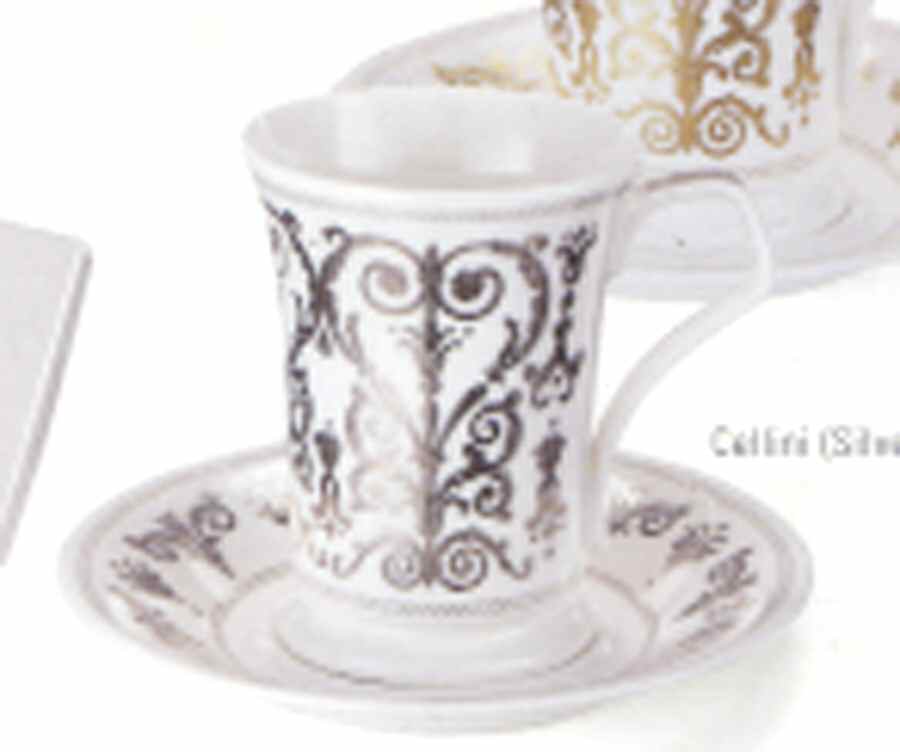 Silver Leaf Footed Cup & Saucer Set by Dunoon-1