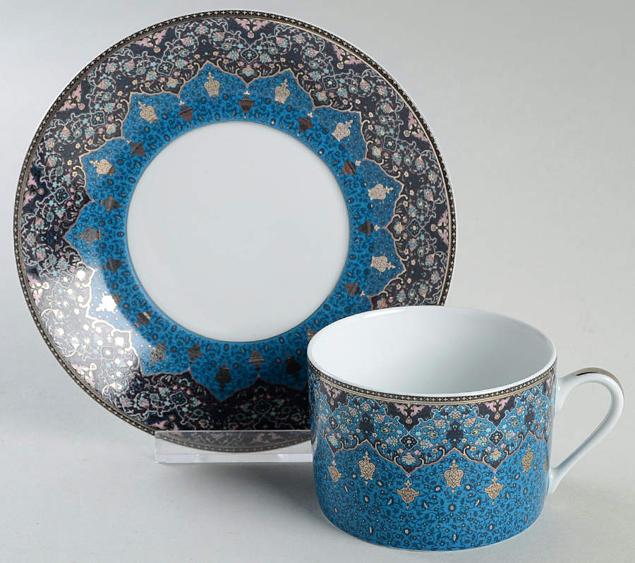 Dhara Peacock Flat Cup & Saucer Set by Philippe Deshoulieres-1
