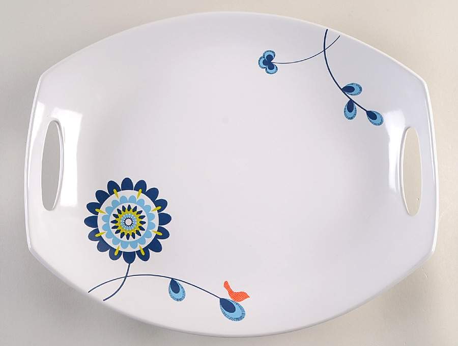 Classic Fjord Tweet 14" Oval Handled Platter by Dansk-1