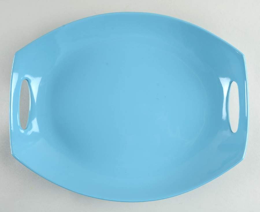 Classic Fjord Sky Blue 14" Oval Handled Platter by Dansk-1