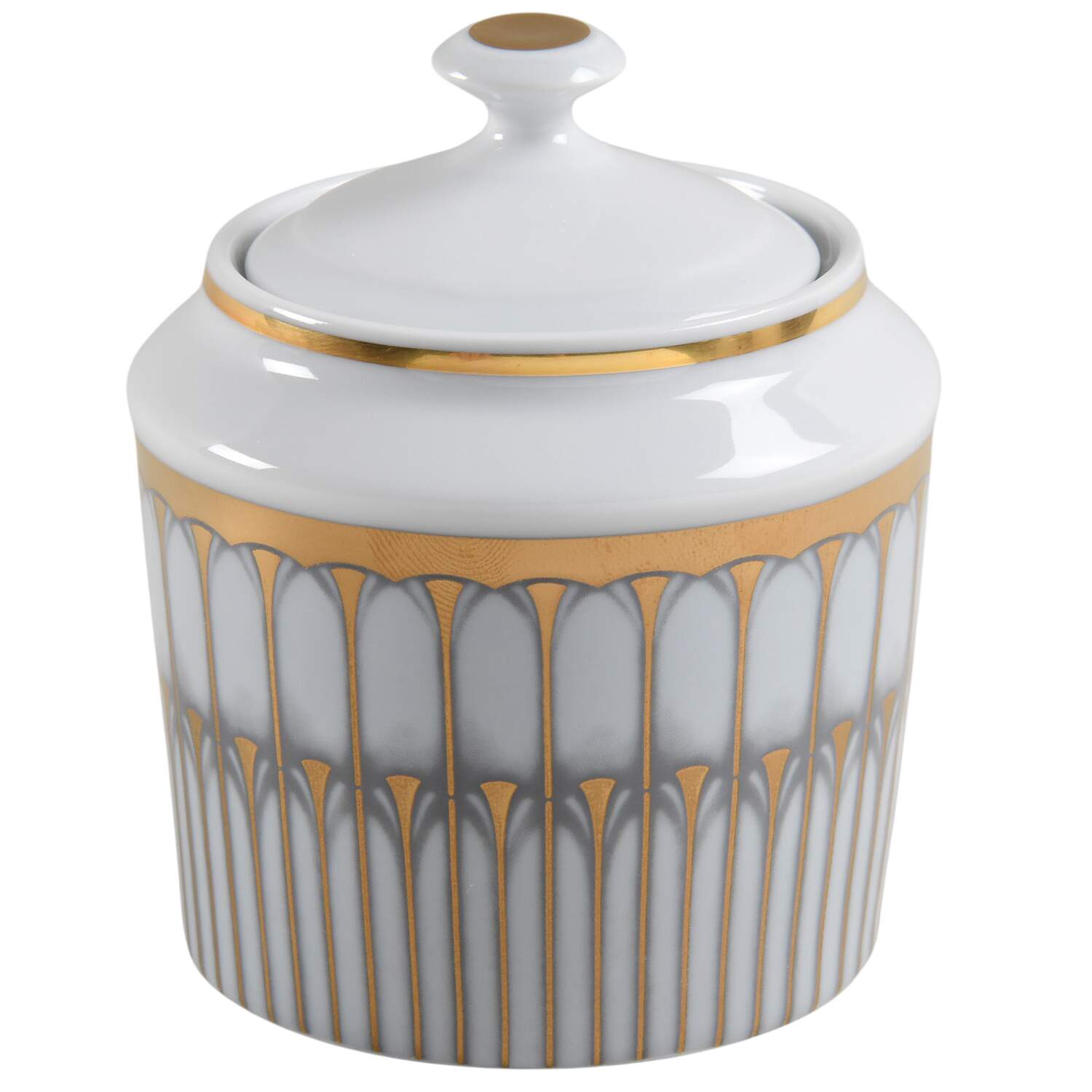 Arcades Grey Gold Sugar Bowl & Lid by Philippe Deshoulieres-1