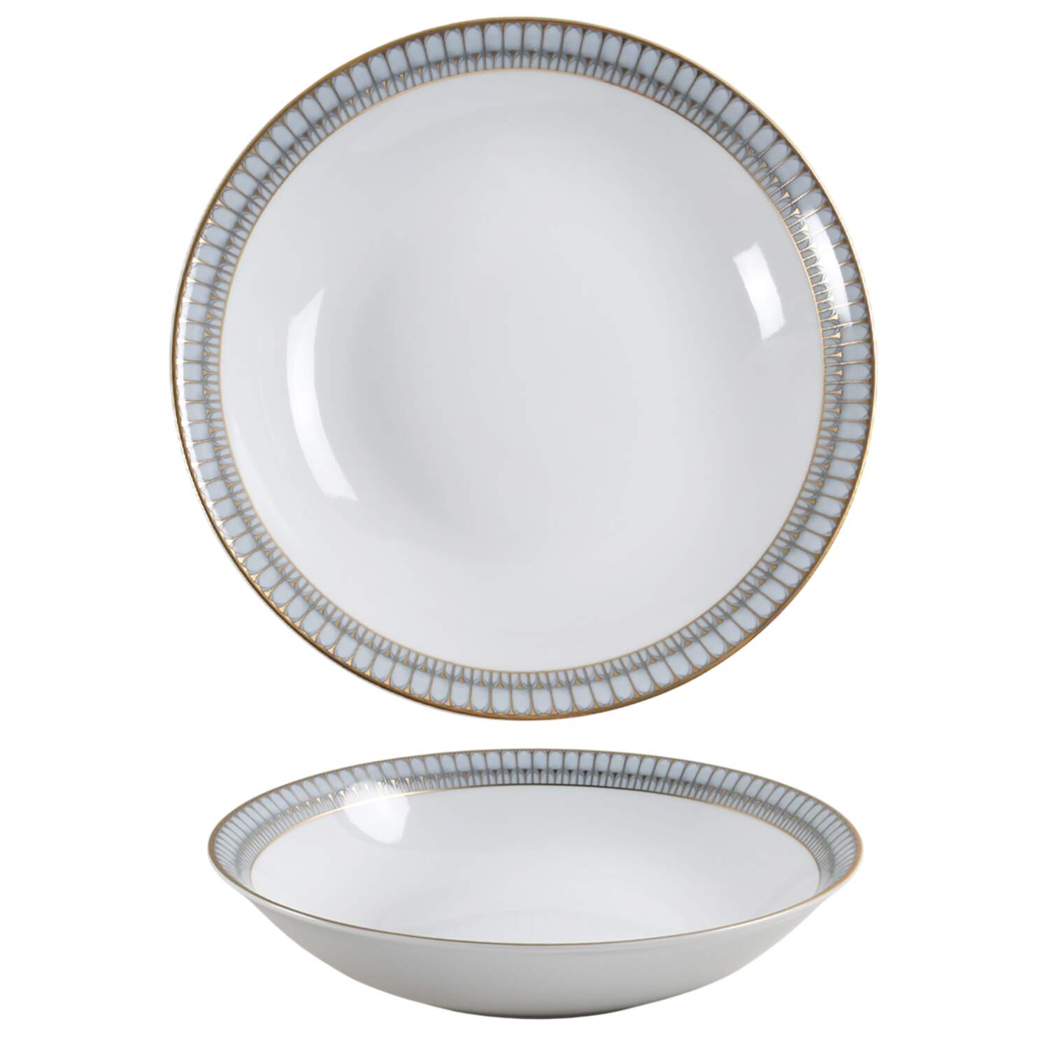 Arcades Grey Gold 11" Deep Round Platter by Philippe Deshoulieres-1