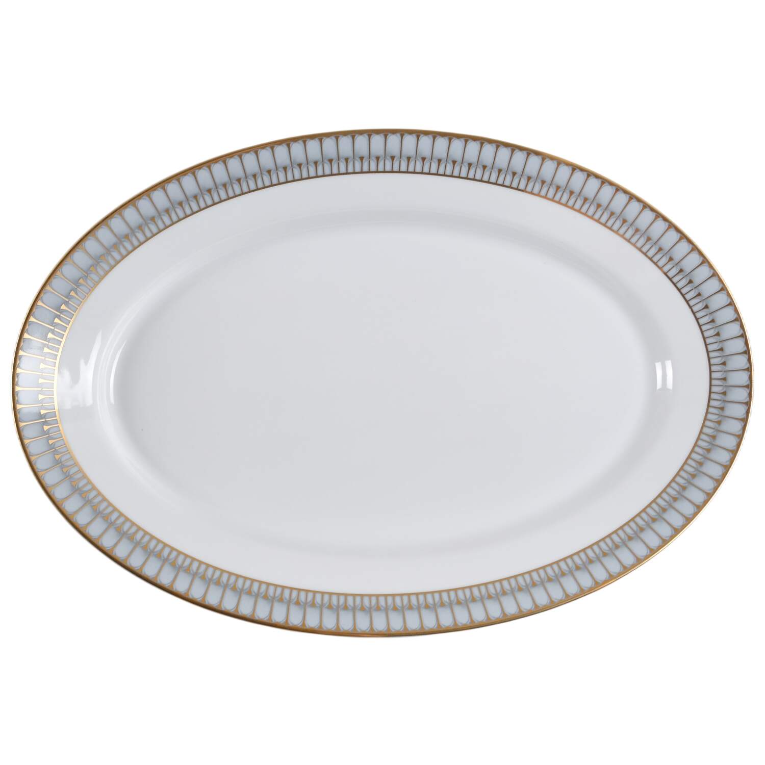 Arcades Grey Gold 16" Oval Serving Platter by Philippe Deshoulieres-1