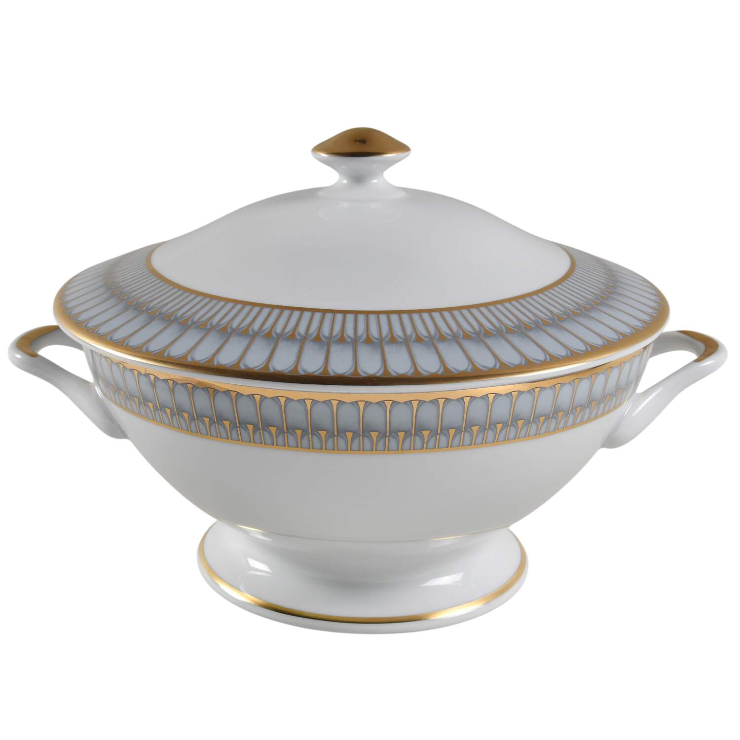 Arcades Grey Gold Tureen &  Lid by Philippe Deshoulieres-1