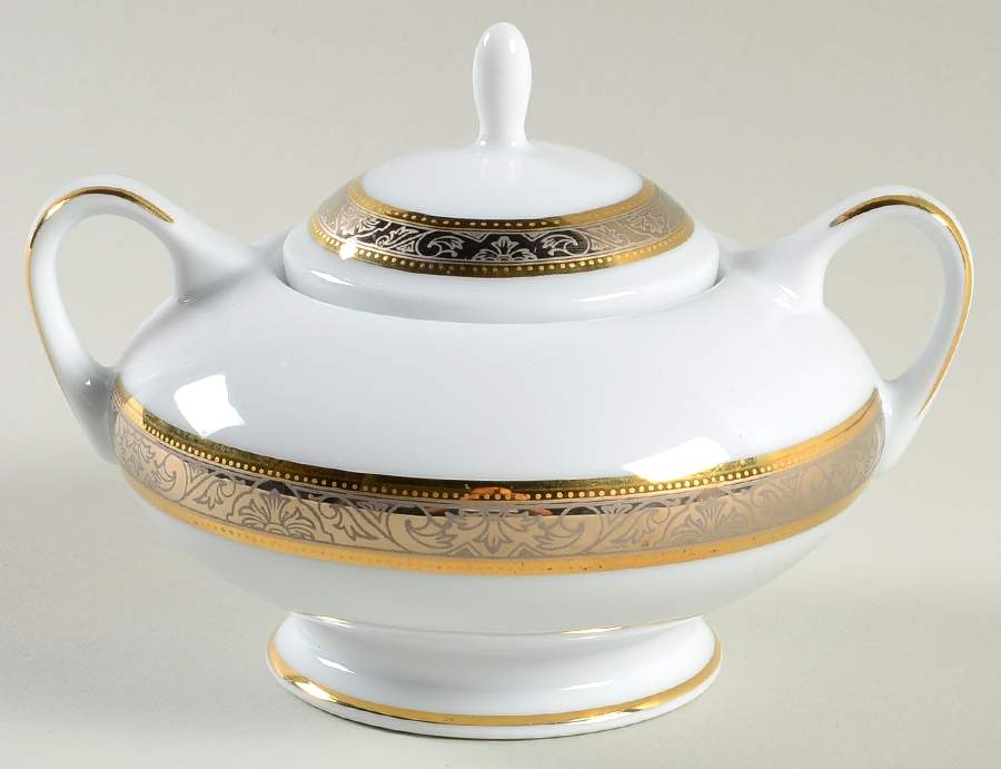 Golden Platinum Sugar Bowl & Lid by Dankotuwa-1